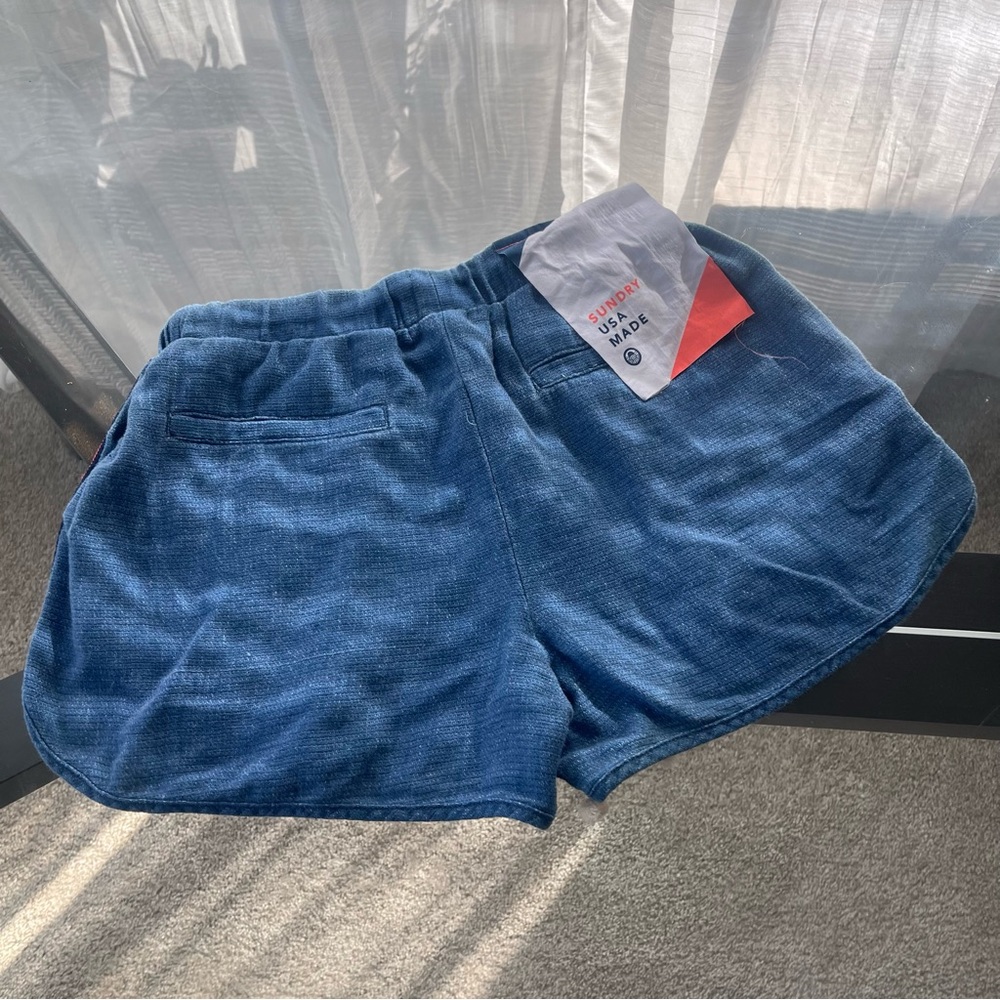 NWT Sundry Terry Cotton Striped Shorts Blue White Size 1 Beach Resort Vacation - Picture 2 of 9